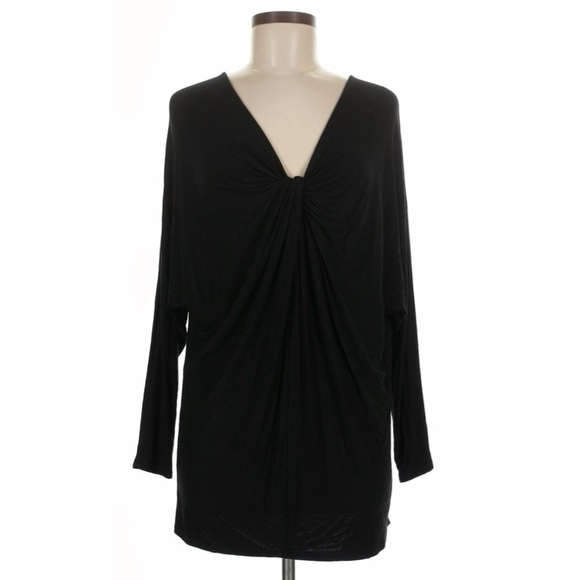 Annabelle Tops - Black Slinky Minimalist Twist Top